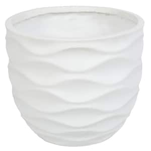 White Wavy Design MgO Planter Large