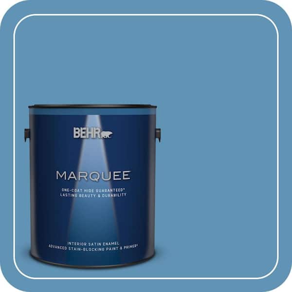 BEHR MARQUEE 1 gal. #MQ5-56 Empire Blue One-Coat Hide Satin Enamel Interior Paint & Primer