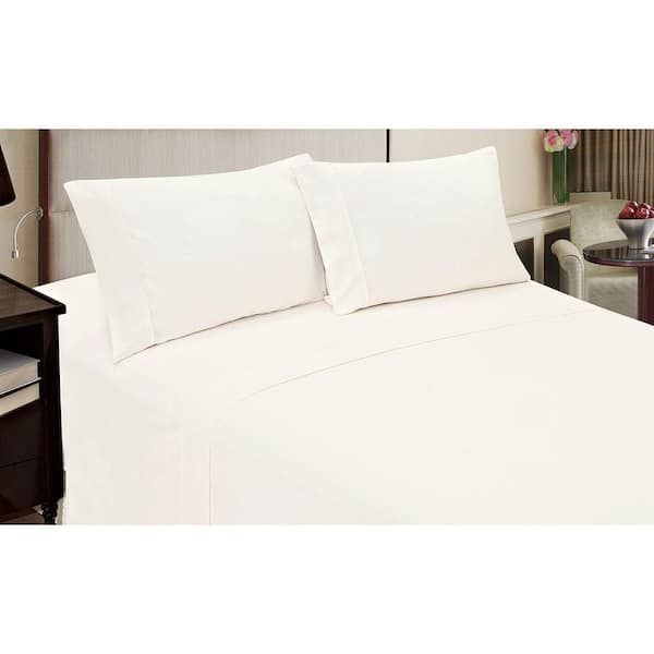 Home Dynamix 4-Piece White Solid 80 Thread Count Microfiber Queen Sheet Set
