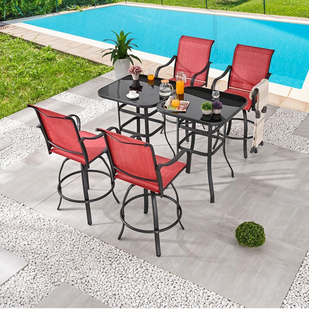 Patio Festival 6-Piece Square Metal Outdoor Dining Set PF19273X2-R ...