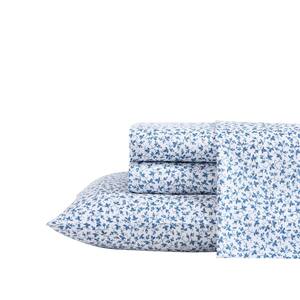 Laura Ashley Rena 4-Piece Teal Blue Floral Cotton Queen Sheet Set ...