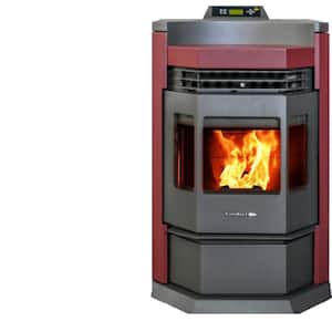 2800 sq. ft. EPA Certified Pellet Stove with 80 lbs. Hopper and Programmable Thermostat in Burgundy