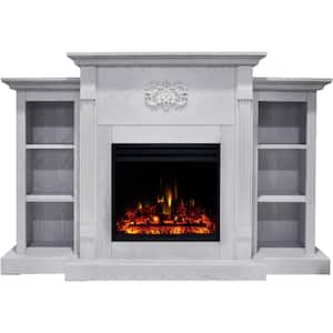 Classic 72.3 in. Freestanding Electric Fireplace in White Multi-color Flames