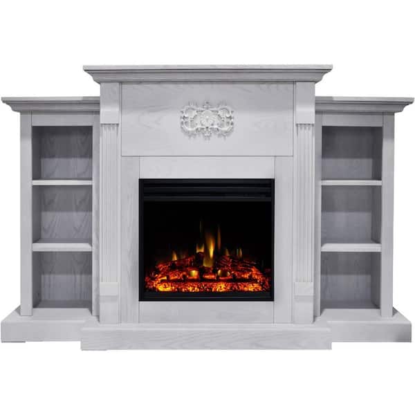Hanover Classic 72.3 in. Freestanding Electric Fireplace in White Multi-color Flames