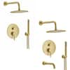 CRANACH 10 in. Round Shower Head Double Handles 3-Spray Tub and Shower Faucet 2.5 GPM in Brushed Gold Valve Included CR6-S610-S612-10GI