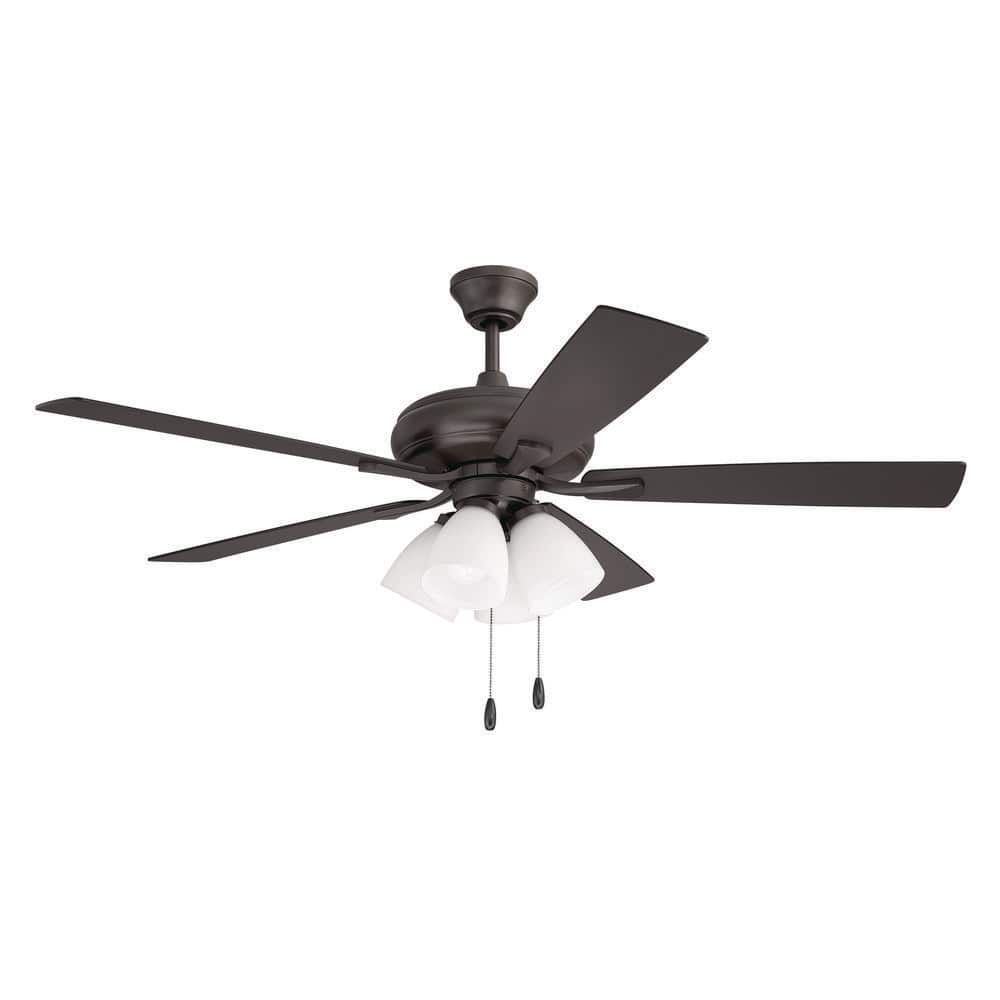 4-Light 52 in. Classic Bronze Finish Classic Bronze/Walnut Blades Angled Mount Standard Ceiling Fan w/ LED Bulb Included price history on PriceWatchPro