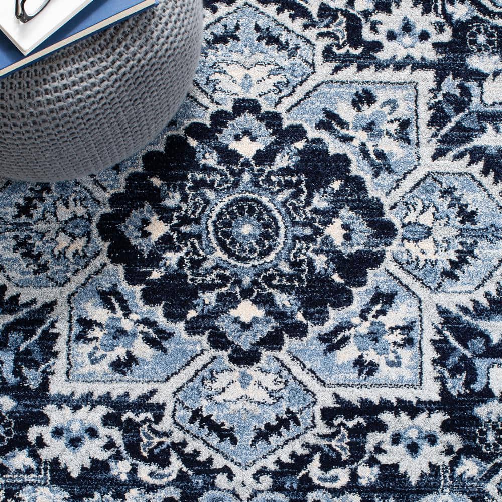 Navy Blue Synthetic Traditional Oriental 9' x 12' Area Rug
