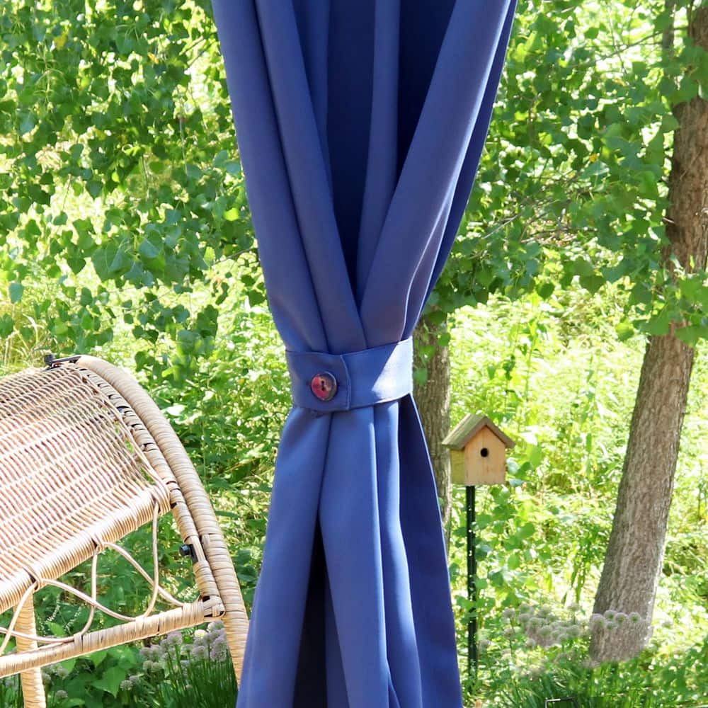 Blue Polyester Curtain Tiebacks with Resin Button Closure - Set of 2