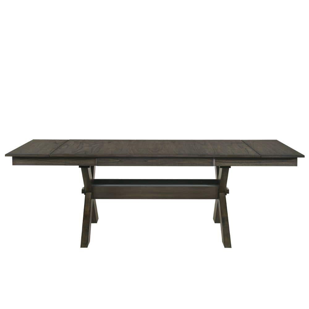 Rustic Brown Extendable Wood Dining Table with Crossed Trestle Base