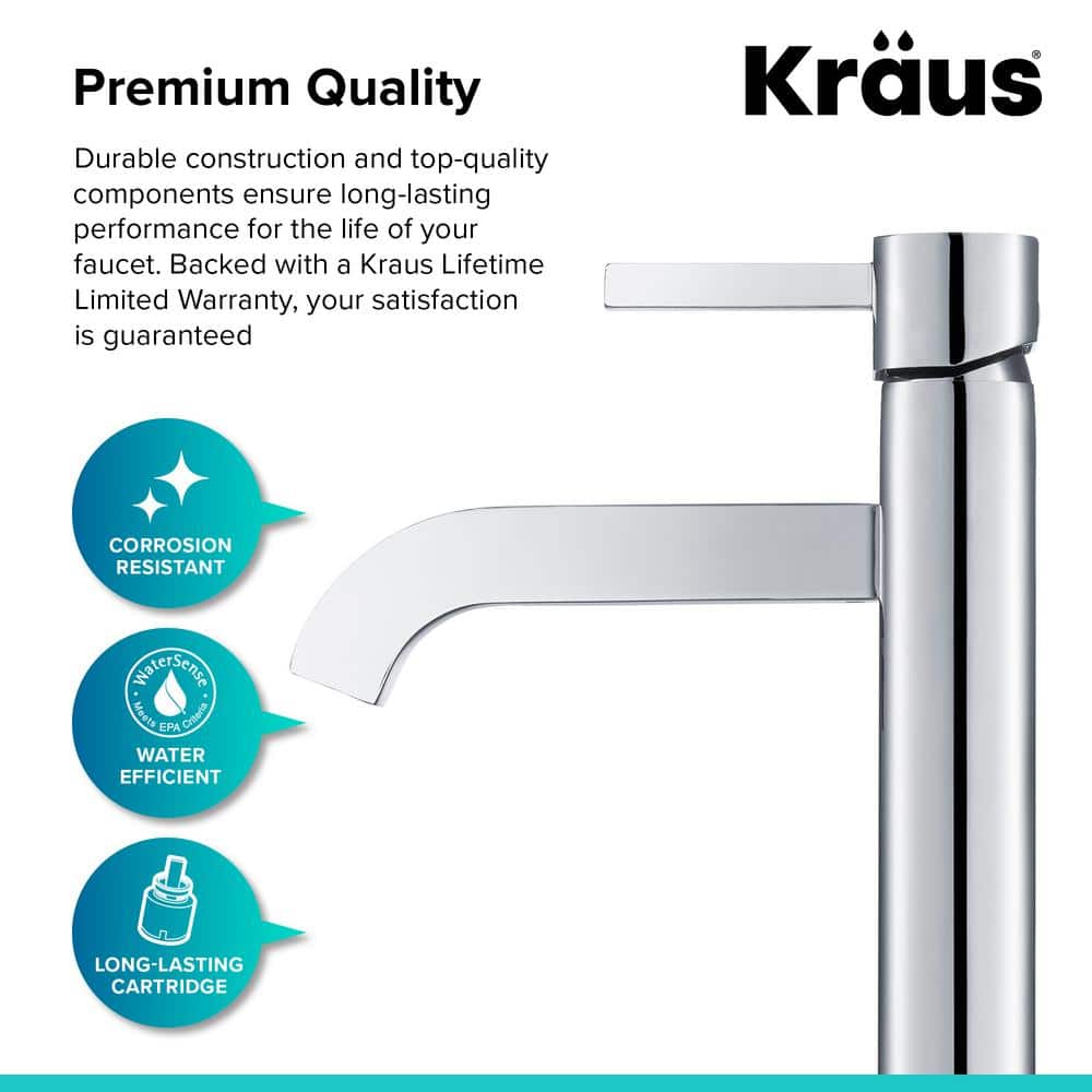 Sleek Satin Nickel Single Lever Vessel Faucet in Chrome