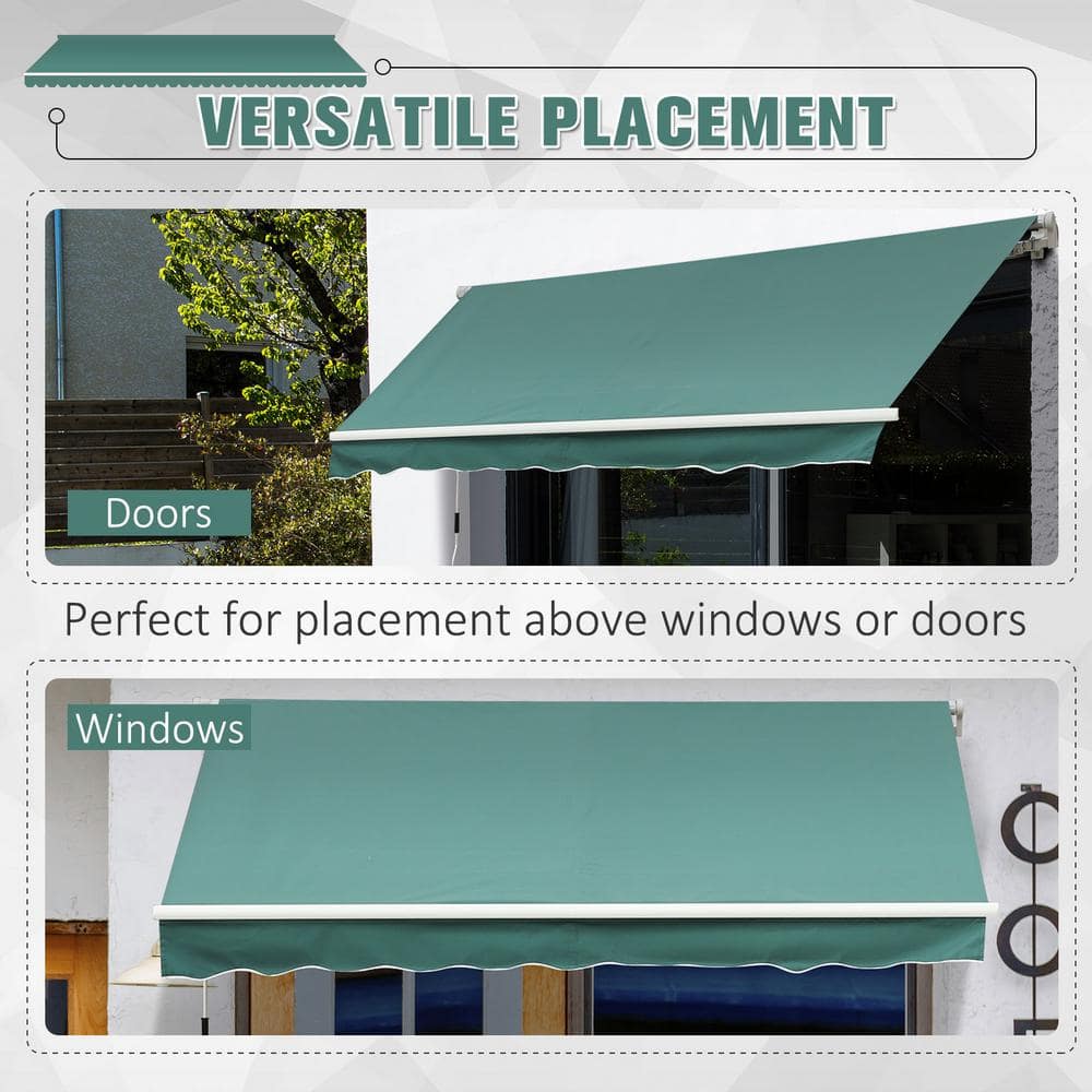 Green Aluminum and Steel Retractable Patio Awning with UV Protection