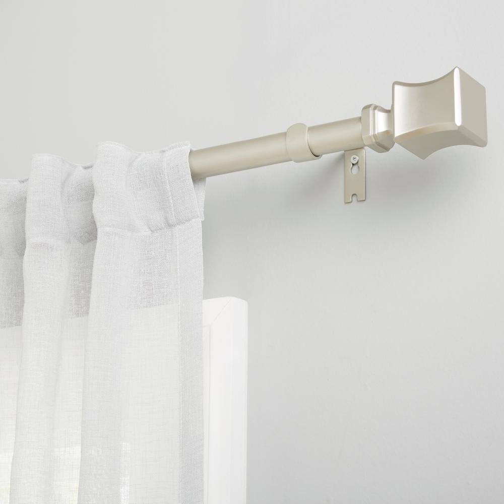 Adjustable Matte Nickel Iron Curtain Rod with Resin Finials