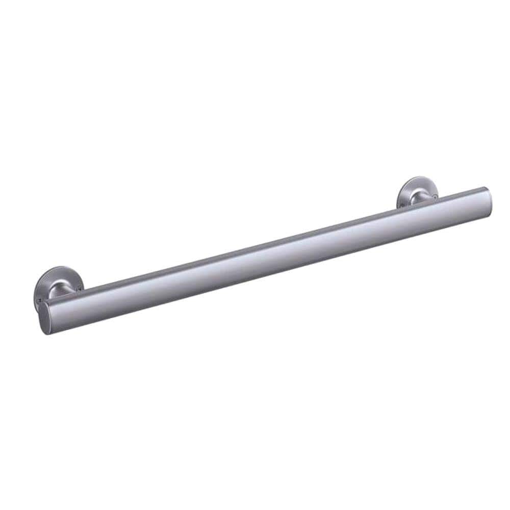 24'' Matte Silver Aluminum Wall Mounted Straight Grab Bar