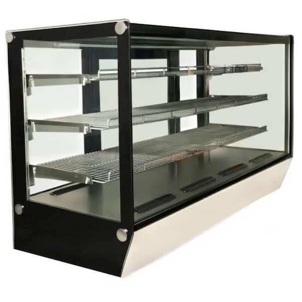 61 in. W 12.8 cu. ft. Commercial NSF Refrigerated Countertop Bakery Display Case EW13R in Black