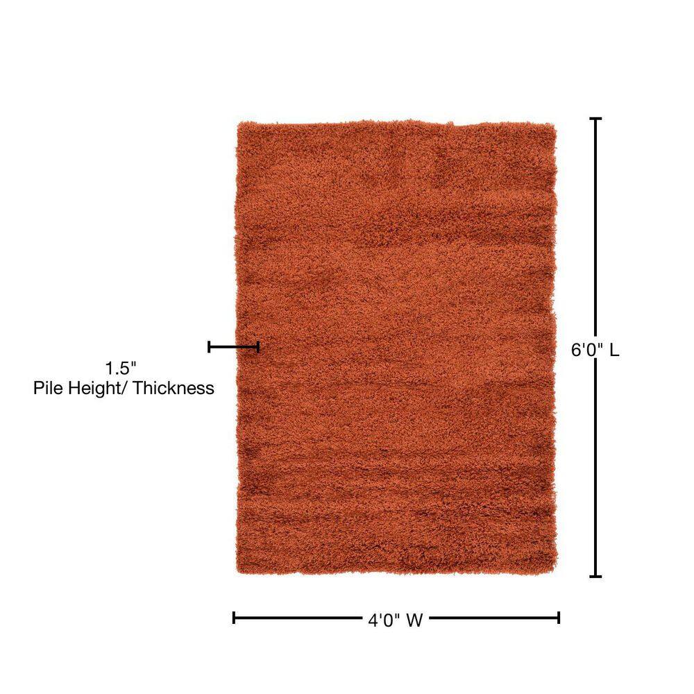 4' x 6' Blue Solid Shag Synthetic Washable Rug