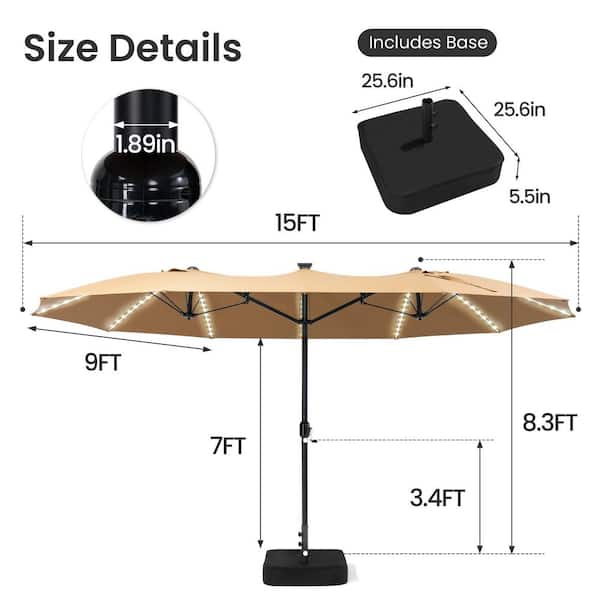 big patio umbrella amazon PURPLE LEAF 11 ft. x 15 ft. Patio Umbrella Aluminum Large Cantilever  Umbrella for Garden Deck Backyard Pool in Navy Blue ZP04CHC1115-NB