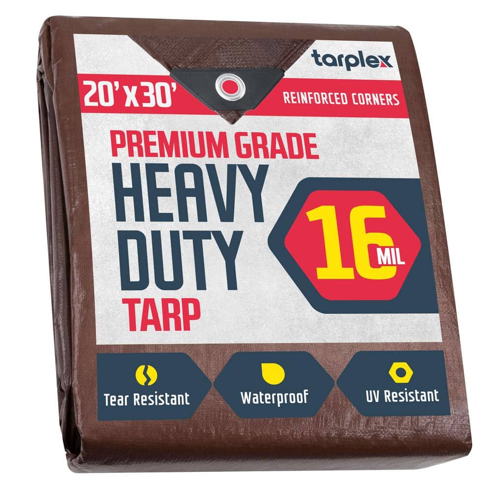 Tarplex 20 ft. x 30 ft. Super Heavy-Duty Brown 16 mil Poly Tarp, Waterproof
