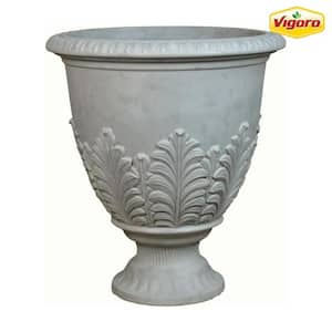 17 in. Hancock Large Antique White Plastic Urn Planter (17 in. D x 19 in. H)