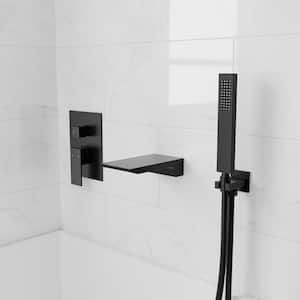 Single-Handle 2-Spray Wall Mount Roman Tub Faucet with Hand Shower in. Matte Black (Vlave Included)