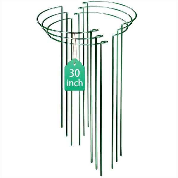 30 in. Plant Support Stakes, Heavy-Duty Half Round Peony Support, Garden Plant Stakes Cage for Outdoor Plants (6-Pack)