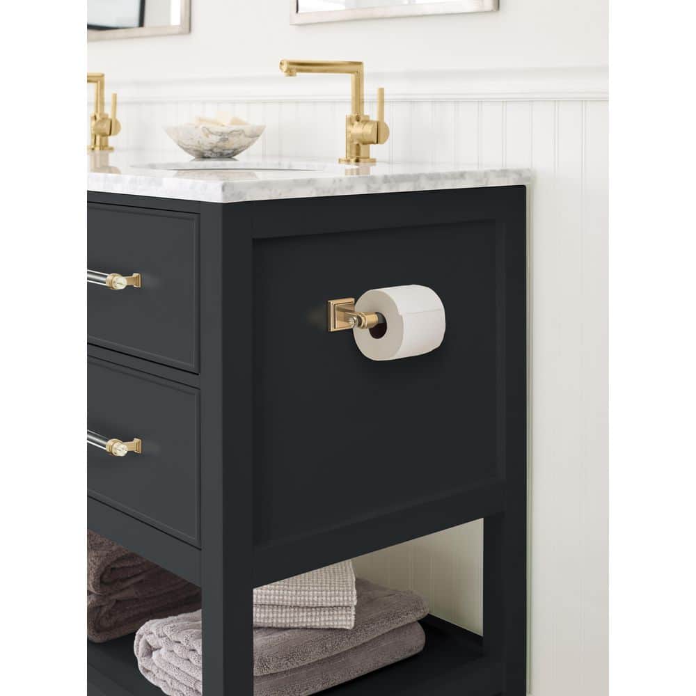 Glacio Clear and Champagne Bronze Single Post Toilet Paper Holder