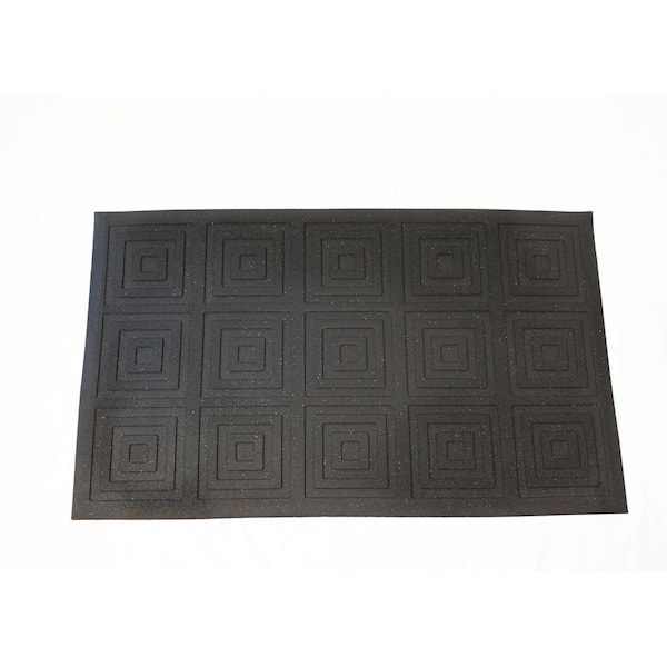 Ecomat Black 17.75 in. x 29.2 in. Recycled Rubber Squares Geometric Design Indoor/Outdoor Door Mat (6-pack)