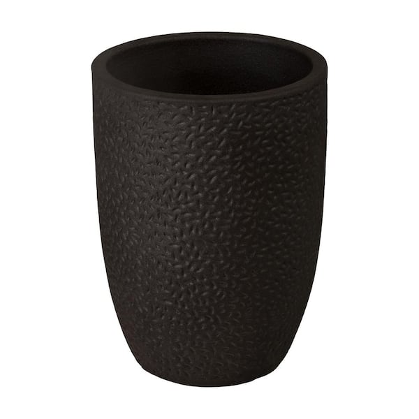 Emissary 15.5 in. L x 21.5 in. H Matte Black Ceramic Round Planter