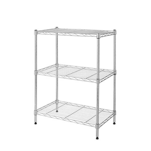 3-Tier Steel Wire Shelving Unit in Chrome (24 in. W x 30 in. H x 14 in. D)