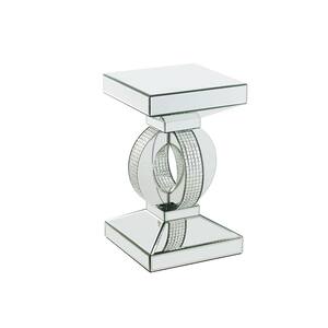 Ornat 12 in. Mirrored and Faux Diamonds Square Glass End Table
