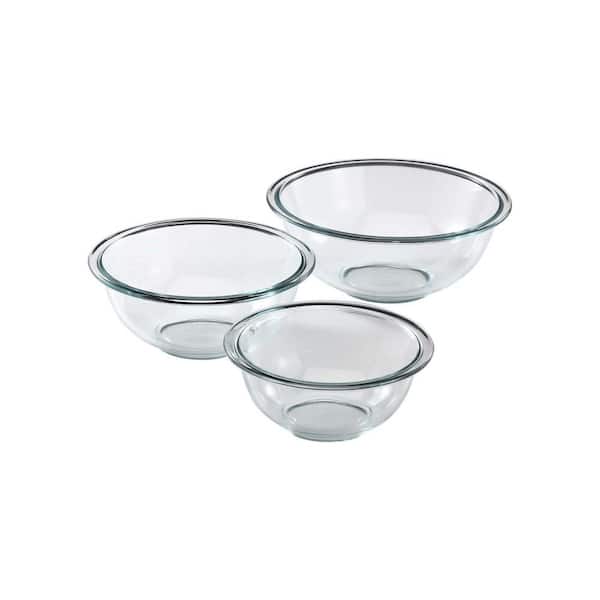 3-Piece Glass Mixing Bowls Set for Prepping, Baking and Cooking, Clear
