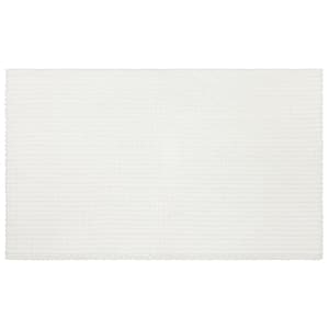 Homespun Noodle 27 in. x 45 in. Artic White Polyester Machine Washable Bath Mat