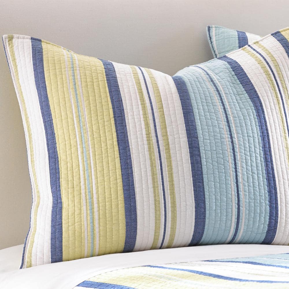 Bayport Twin Blue Cotton Reversible Quilt Set