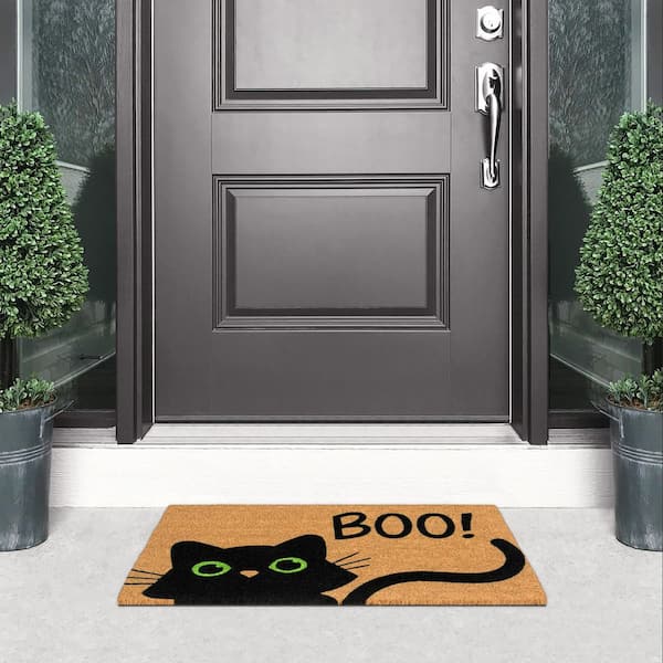 Boo Cat 18 in. x 30 in. Coir Doormat