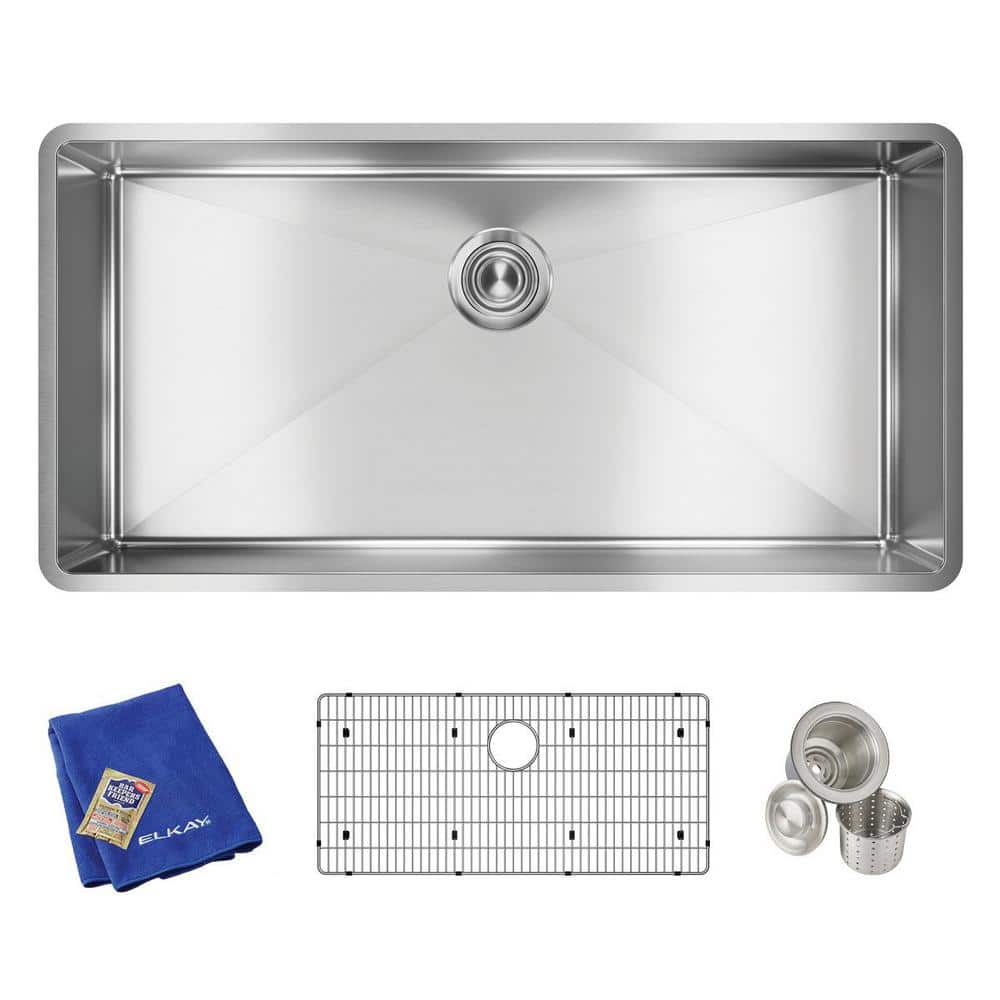 Crosstown 37" Stainless Steel Undermount Kitchen Sink Kit