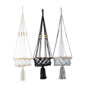 32in. Extra Large Multi Colored Cotton Macrame Handmade Hanging Wall Planter (3- Pack)