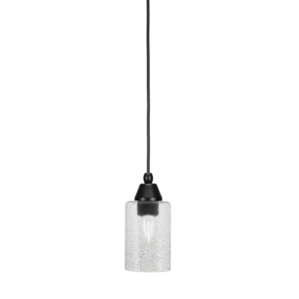 Bryson 4 in. 1-Light Matte Black Cord Pendant Light with 4 in. Smoke Bubble