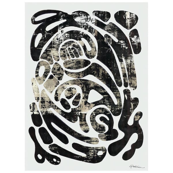 Black 8 ft. x 10 ft. Ethereal Abstractions I Washable Abstract Art Area Rug