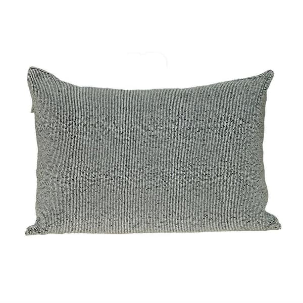 Aster Transitional Silver Beaded Throw Pillow