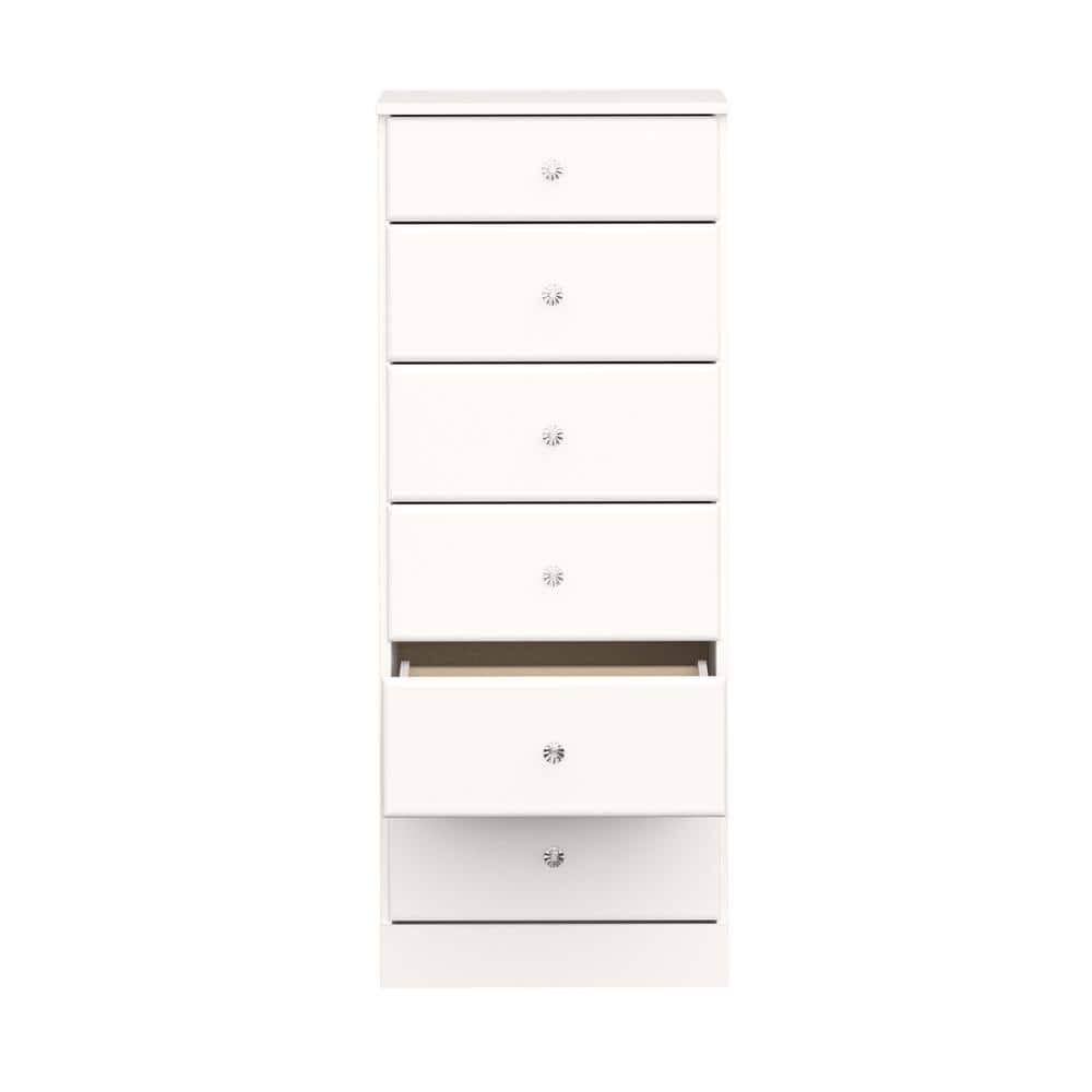 Astrid Crystal White 6-Drawer Contemporary Tall Chest