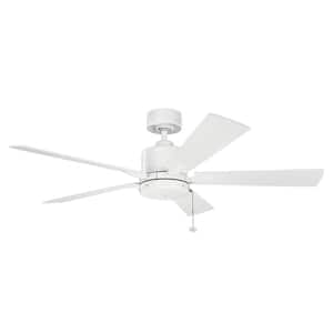 Lucian II 52 in. Indoor Matte White Downrod Mount Ceiling Fan with Pull Chain for Bedrooms or Living Rooms