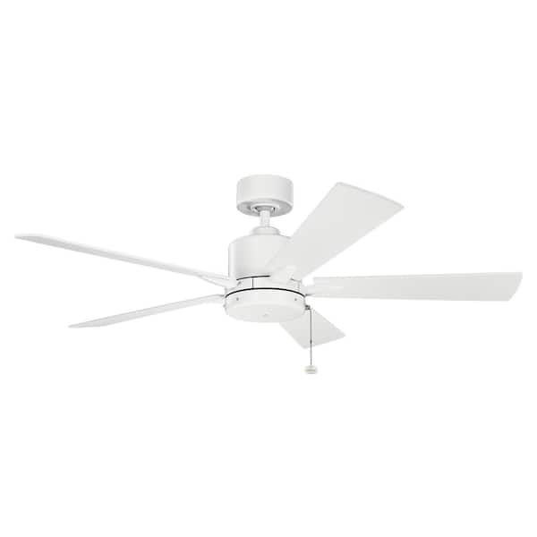 Lucian II 52 in. Indoor Matte White Downrod Mount Ceiling Fan with Pull Chain for Bedrooms or Living Rooms