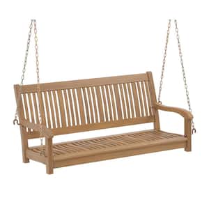 OC Orange Casual 2-Person Wood Porch Swing Bench, Natural Wood