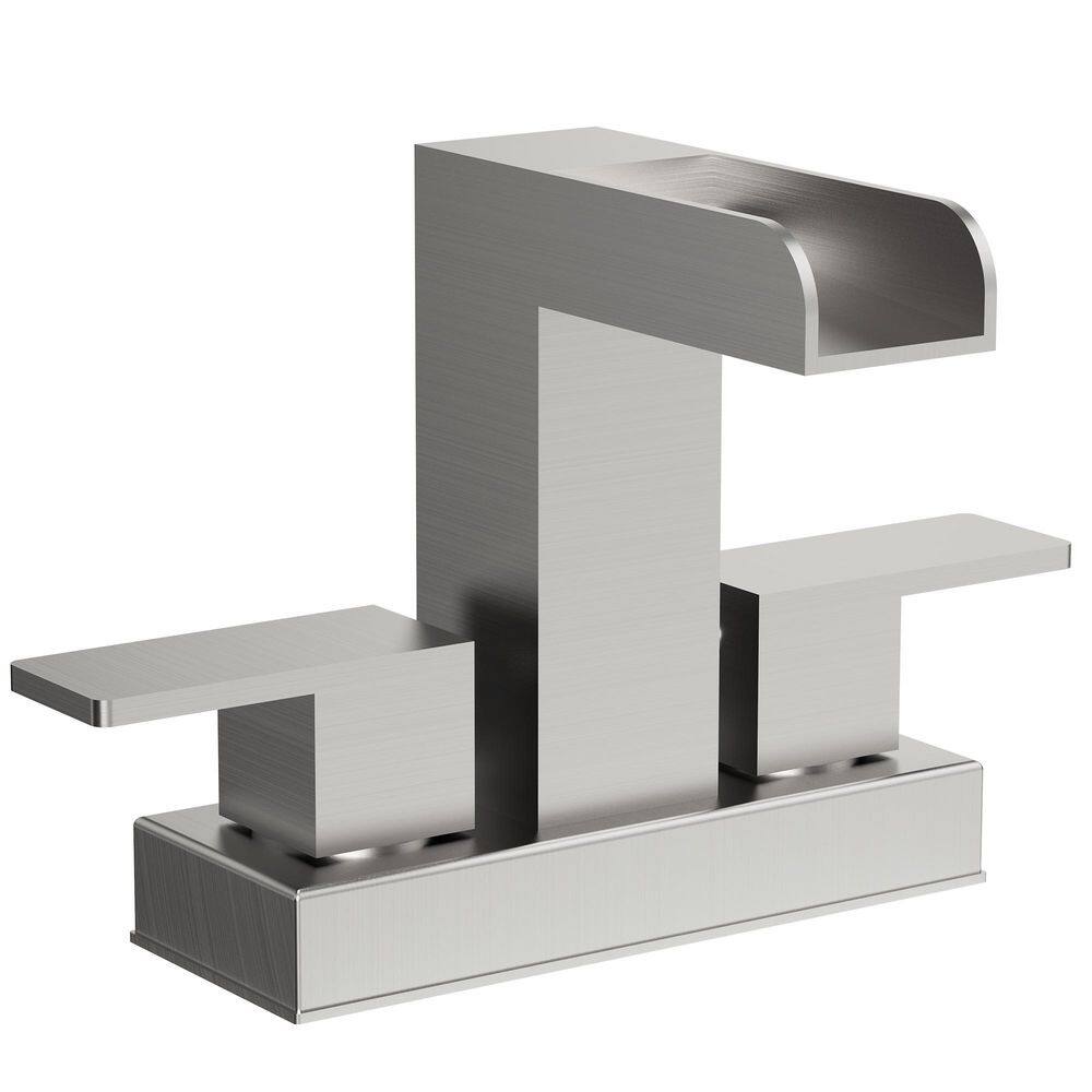 Waterfall Open Spout 4 in. Centerset Dual Handle Mid Arc Bathroom Faucet 1.2 GPM in Brushed Nickel price history on PriceWatchPro