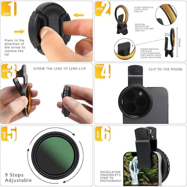Concept 52mm Clip-on ND2-400 Phone Camera Lens Filter Kit