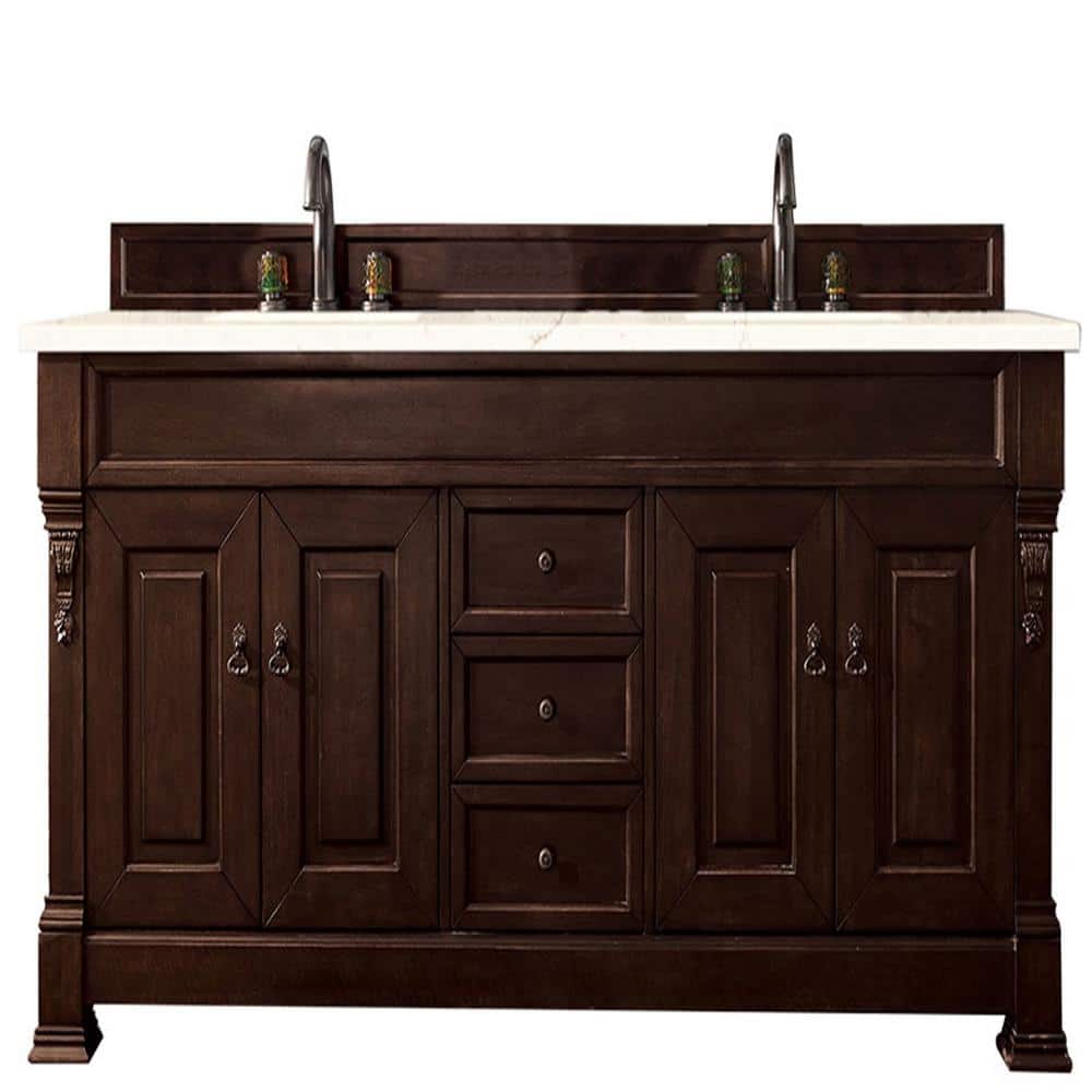 Brookfield 72 in. W x 23.5 in. D x 34 .3in. H Double Bathroom Vanity in Mahogany with Marfil Quartz Top price history on PriceWatchPro
