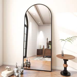 30 in. W x 71 in. H Arched Classic Black Aluminum Alloy Framed Oversized Full Length Mirror Floor Mirror