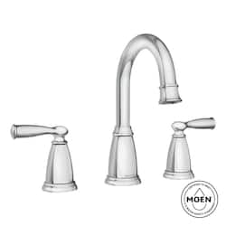 MOEN Banbury 8 in. Widespread Double Handle High-Arc Bathroom Faucet in Chrome (Valve Included)