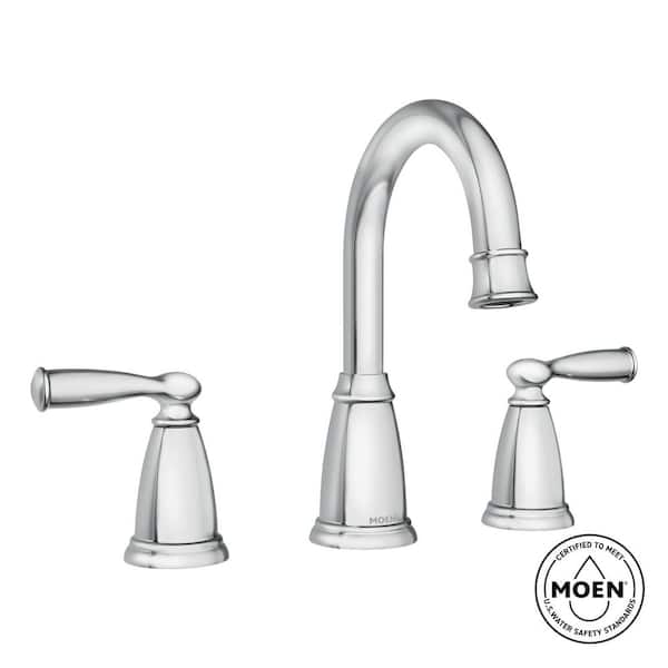 Banbury 8 in. Widespread Double Handle High-Arc Bathroom Faucet in Chrome (Valve Included)