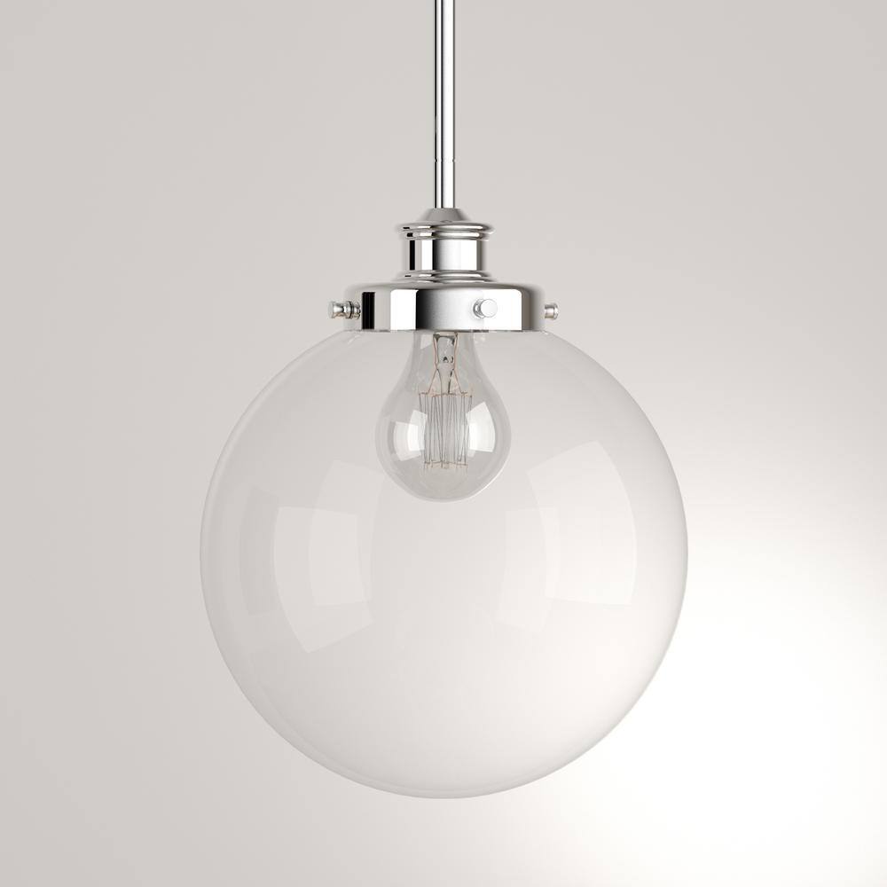Polished Nickel & Clear Glass 12.75" Farmhouse Globe Pendant Light