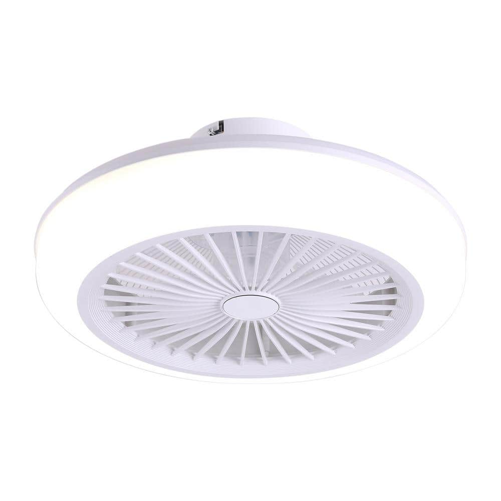 OUKANING 18 in. Integrated LED Indoor White Modern 3-Speed RGB